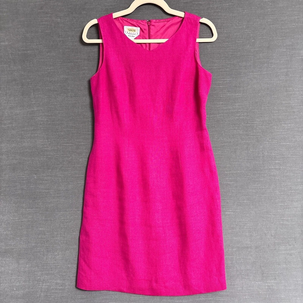 Vtg Talbots Dress 4 Pink Irish‎ Linen Preppy Colorful Career Classic Casual